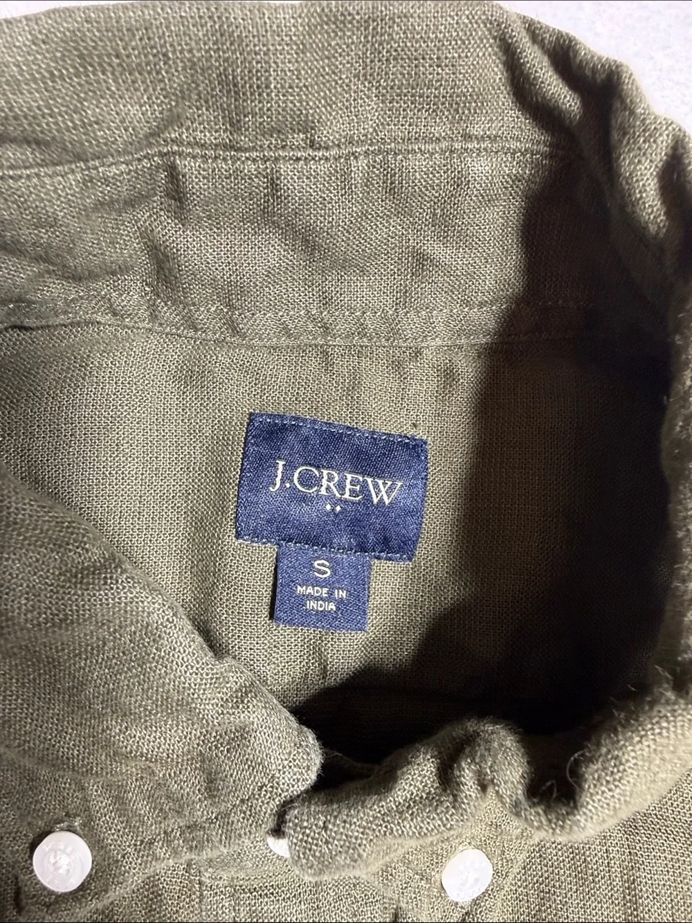 J. Crew Olive Green Linen Blend Button-Down Shirt